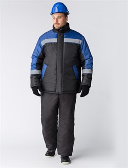 Куртка зимняя Стандарт (тк.Оксфорд), черный/васильковый - фото 11295270