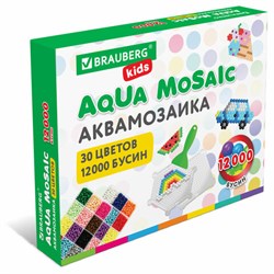 Аквамозаика 30 цветов 12000 бусин, с трафаретами, инструментами, аксессуарами, BRAUBERG KIDS, 664917 - фото 11318659