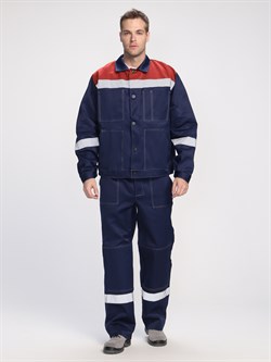 Костюм Лигор-1 СОП (тк.Смесовая,210) брюки РБ, т.синий/красный - фото 11337626