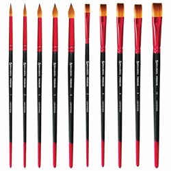 Кисти BRAUBERG PREMIUM, набор 10 шт. (синтетика, круглые № 1, 2, 3, 5, 8, плоские № 2, 4, 6, 8, 10), 201027 - фото 11337876