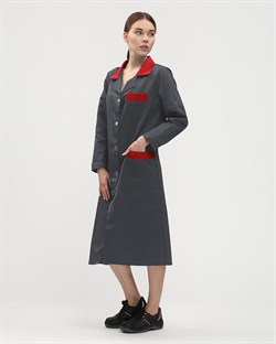 Халат женский (тк.Смесовая,210), т.серый/красный - фото 11362350