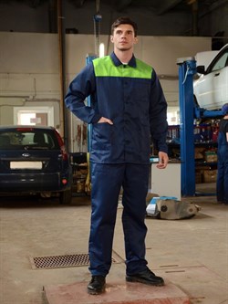 Костюм рабочий (тк.Смесовая,210) брюки, т.синий/лимонный - фото 11363571