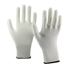 Перчатки нейлоновые с ПУ покрытием ладони, белые - фото 11367555
