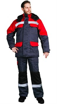 Костюм зимний Зимник (тк.Смесовая, 240) пк, т.серый/черный/красный - фото 11375463