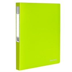 Папка на 2 кольцах BRAUBERG "Neon", 25 мм, внутренний карман, неоновая, зеленая, до 170 листов, 0,7 мм, 227456 - фото 11383578