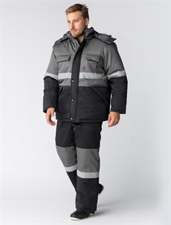 Костюм зимний Нордхард-2 СОП (тк.Смесовая,250) п/к, черный/серый - фото 11560656