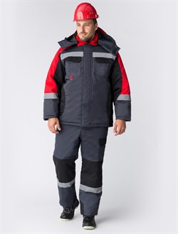 Костюм зимний Фаворит-Мега IMP (тк.Смесовая,240) п/к, серый/черный/красный - фото 12040191
