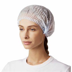 Шапочка голубая "Шарлотта" КОМПЛЕКТ 100 штук из нетканого материала SMS 10 г/м2, d=30 см, SMZ - фото 12077041