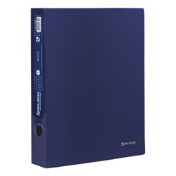 Папка на 4 кольцах BRAUBERG "Диагональ", 40 мм, темно-синяя, до 300 листов, 0,9 мм, 221350 - фото 12529216