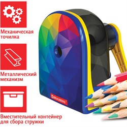 Точилка механическая BRAUBERG "MULTICOLOR", корпус с печатью, 228489 - фото 12530839