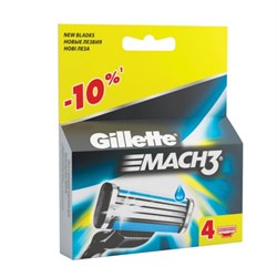 Сменные кассеты для бритья 4 шт., GILLETTE (Жиллет) "Mach3", для мужчин - фото 12553753
