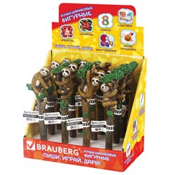 Ручка фигурная "ЛЕНИВЦЫ", СИНЯЯ, 4 дизайна ассорти, 0,5 мм, дисплей, BRAUBERG, 142762 - фото 12574282