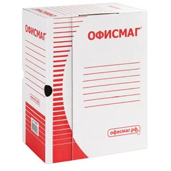 Короб архивный с клапаном А4 (260х325 мм), 150 мм, до 1400 листов, плотный, микрогофрокартон, БЕЛЫЙ, ОФИСМАГ, 123018 - фото 12647353