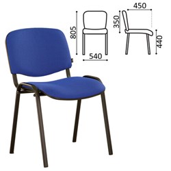 Стул для персонала и посетителей BRABIX "Iso CF-005", черный каркас, ткань синяя с черным, 531974 - фото 12670347