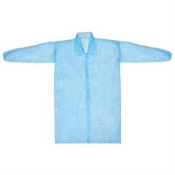 Халат одноразовый голубой на липучках КОМПЛЕКТ 10 шт., XL, 52-54 размер, 110 см, рукав на резинке, 20 г/м2, СНАБЛАЙН - фото 12676614