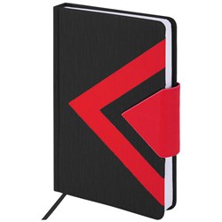 Ежедневник недатированный А5 138x213 мм BRAUBERG "Waves" под кожу, застежка 160 л., черный/красный, 111876 - фото 13099038
