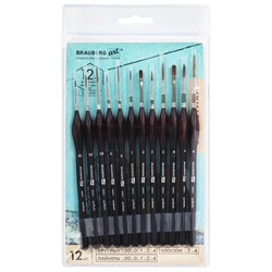 Кисти художественные набор 12 шт., синтетика, BRAUBERG ART CLASSIC, ЭРГОНОМИЧНЫЕ, 200951 - фото 13105715