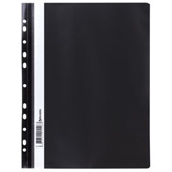Скоросшиватель пластиковый с перфорацией BRAUBERG, А4, 140/180 мкм, черный, 226586 - фото 13107095