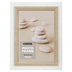 Рамка 15х21 см небьющаяся, багет 35 мм, МДФ, BRAUBERG "Esquire", белая/капучино, 391255 - фото 13118168