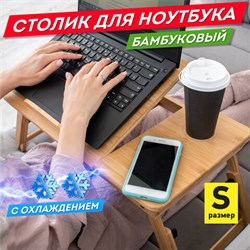 Столик БАМБУКОВЫЙ складной для ноутбука/завтрака, с охлаждением, DASWERK (ДАСВЕРК), 532583 - фото 13127318