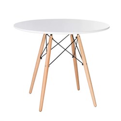 Стол обеденный BRABIX "Eames T-01", круглый, диаметр 80 см, опоры дерево, белый, 532633 - фото 13127386