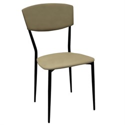 Стул для столовых, кафе, дома РС23, черный каркас, экокожа серо-бежевая - фото 13127917
