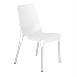 Стул для столовых, кафе, дома SHT-S75, серебристый металлический каркас, пластик белый - фото 13127942