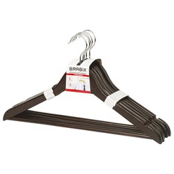 Вешалки-плечики, размер 48-50, КОМПЛЕКТ 5 шт., дерево, перекладина, цвет шоколад, BRABIX "Стандарт", 601162 - фото 13128855