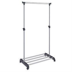 Вешалка для плечиков СН-4345, 1660х860х440 мм, передвижная, пластик/металл, серая/хром - фото 13129265