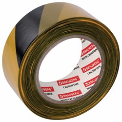 Лента оградительная сигнальная желто-черная, 50 мм х 200 м, BRAUBERG "Грандмастер", полиэтилен, 604891 - фото 13129648