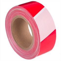 Лента оградительная сигнальная красно-белая, 50 мм х 200 м, СТАНДАРТ, основа полиэтилен, ЛО 200/50 - фото 13131262