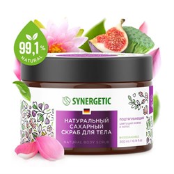 Скраб для тела 300 мл, SYNERGETIC "Цветущий инжир и лотос", натуральный, сахарный, 800004 - фото 13131756