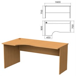 Стол письменный эргономичный "Монолит", 1600х900х750 мм, левый, цвет бук бавария, СМ7.1 - фото 13133123