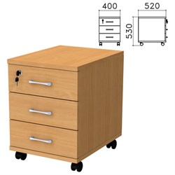 Тумба подкатная "Монолит", 400х520х530 мм, 3 ящика, замок, цвет бук бавария, ТМ25.1 - фото 13133136