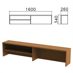 Надстройка для стола письменного "Монолит", 1600х260х340 мм, 1 полка, цвет орех гварнери, НМ39.3 - фото 13133164