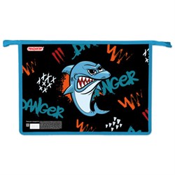 Папка для тетрадей ПИФАГОР А4, 1 отделение, картон/пластик, на молнии, "Angry shark", 272129 - фото 13355993