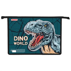 Папка для тетрадей ПИФАГОР А4, 1 отделение, картон/пластик, на молнии, "Dino world", 272131 - фото 13355995