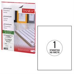 Этикетка самоклеящаяся ГЛЯНЦЕВАЯ 210х297 мм, 1 этикетка, белая, 80 г/м2, 100 листов, TANEX, сырье Финляндия, 114547, TW-2000 - фото 13549977