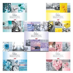 Тетрадь А5, 96 л., HATBER, скоба, клетка, обложка картон, "BEAUTIFUL COLOURE" (микс), 046858, 96Т5В1 - фото 13550998