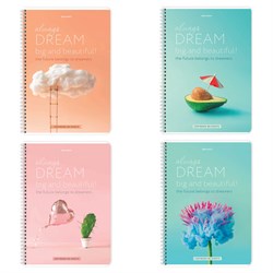 Тетрадь А4, 80 л., BRAUBERG, гребень, клетка, обложка картон, "Dream", 404049 - фото 13551094