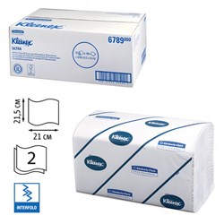 Полотенца бумажные 186 шт., KIMBERLY-CLARK Kleenex, КОМПЛЕКТ 15 шт., Ultra, 2-х слойные, белые, 21х21,5 см, Interfold, 6789 - фото 13552110