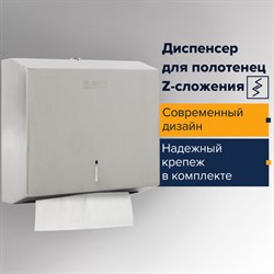 Диспенсер для полотенец LAIMA PROFESSIONAL BASIC (H2) Z-сложения, нержавеющая сталь, матовый, 605050 - фото 13552843