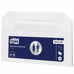 Покрытия на унитаз Tellus/TORK (Система V1), 1/2 сложения, КОМПЛЕКТ 250 шт., 37х41 см, Advanced, белые, 750197 - фото 13555425