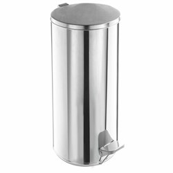 Урна для мусора с педалью 50 литров, УСИЛЕННОЕ, кольцо под мешок, хром, нержавеющая сталь, ТИТАН - фото 13555855
