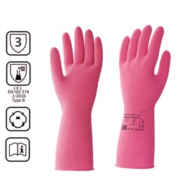 Перчатки латексные КЩС, сверхпрочные, плотные, хлопковое напыление, размер 7, S (малый), красные, HQ Profiline, 73579 - фото 13560287