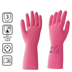 Перчатки латексные КЩС, сверхпрочные, плотные, хлопковое напыление, размер 8,5-9, L (большой), красные, HQ Profiline, 73585 - фото 13560289