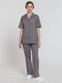 Костюм женский Магнэль (тк.Смесовая,120), т.серый/оранжевый - фото 13560557