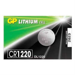 Батарейка литиевая GP Lithium CR1220 "таблетка, дисковая, кнопочная" 1 шт., блистер (отрывной блок), CR1220RA-7C5 - фото 13562726