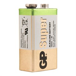 Батарейка 1 шт., GP Super G-Tech, Крона (6LR61, 6LF22, 1604A), алкалиновая, в пленке, 1604A-5S1 - фото 13562839