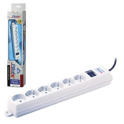 Сетевой фильтр PILOT "S", 5 компьютерных розеток + 1 бытовая розетка, 1,8 м, белый - фото 13562890